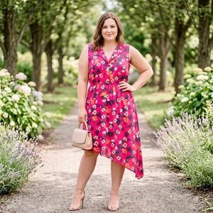DR2 Pink Floral Midi Dress